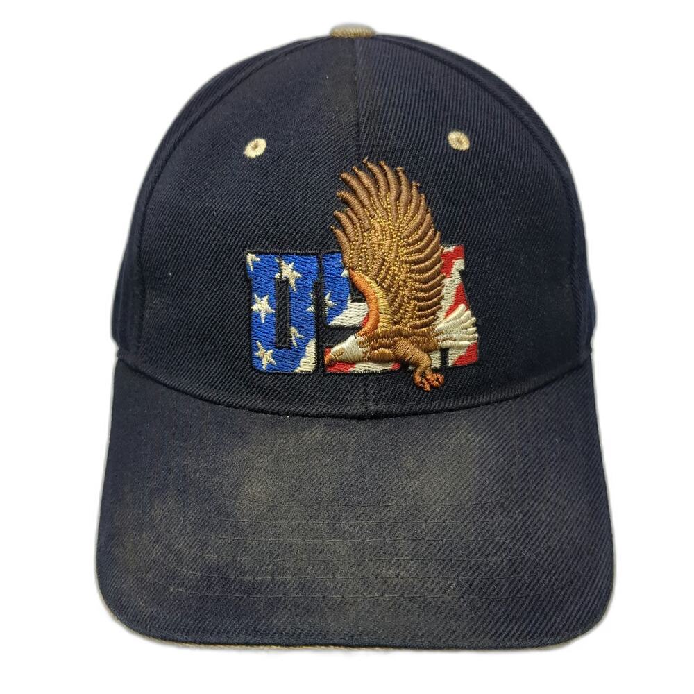 CAP USA Baseball Cap Blue One Size Embroidered Eagle American Flag Patriotic Hat